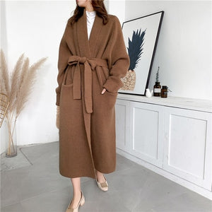 Loose And Thick Cardigan With Belt