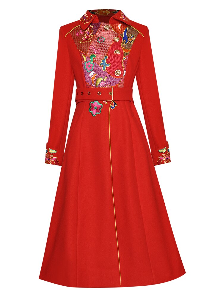 Persia Spring Autumn  Long sleeve Single-breasted Embroidery Overcoat