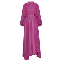 Load image into Gallery viewer, Alena Butterfly Sleeve Draped High waist Asymmetrical Purple Maxi Dress