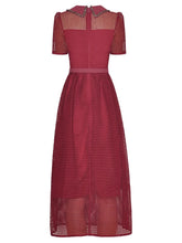 Load image into Gallery viewer, Araceli Crystal Turn-down Collar Short Sleeve Vintage Dress