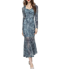 Load image into Gallery viewer, Remington Square Collar Folds Long Sleeve Printed Vintage Party Package Buttocks Dress