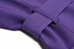 Sadie Purple Long sleeve Belted Coat + High waist Pants 2 Pieces Set