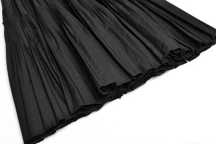 Cordelia O-Neck Long Sleeve Hollow Out Black Elegant Party Pleated Dress