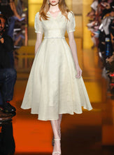 Load image into Gallery viewer, Orla V-Neck Puff sleeve Beading Jacquard Elegant Party Dress