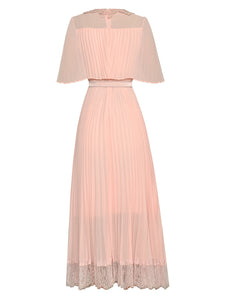 Winnie Chiffon Solid color Pleated Dress