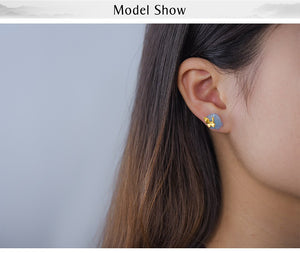 Butterfly Stud Earrings with Stones 925 Sterling Silver Luxury Jewelry