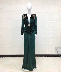 Rebecca  Tassel Spliced Design Long Evening Dress