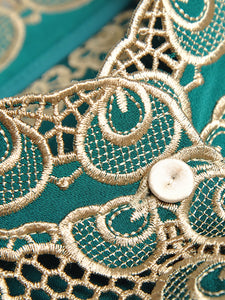 Maeve  Lantern Sleeve Flower Embroidery Single-Breasted Dress