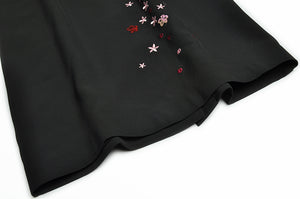 Violeta Puff sleeve Luxury Floral Sequin Embroidery Vintage Black Party Dress