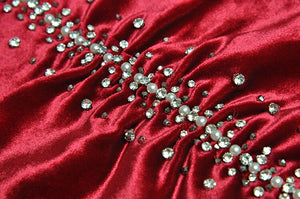 Isabetta V-Neck Long Sleeve Crystal Beading Vintage Party  Dress