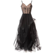 Load image into Gallery viewer, Hannah Mesh Dress Spaghetti Strap V-Neck Sequins Embroidery Elegant Party Dress