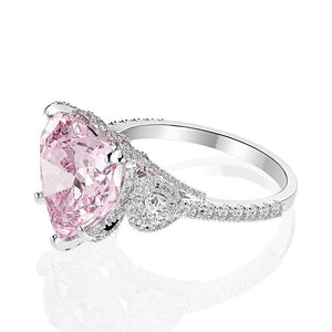 Heart Shaped  925 Sterling Silver Fashion Heart Shaped Zircon Gemstone  Pink Diamond Ring