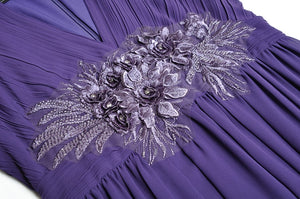 Luz Luxury Diamond Floral Applique Long sleeve Party Dress