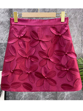 Load image into Gallery viewer, High Waist Patchwork Appliques Floral Mini Skirt