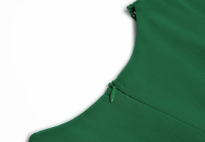 Paola V-Collar Lantern sleeve Hollow Ruffles Casual Green Maxi Dress