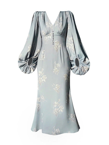 Maira V-neck Long Sleeve Slim Mermaid Midi Dress
