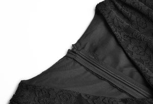 Denise Jumpsuit Fashion Lace Puff sleeve High waist Black Wide-legged Jumpsuits