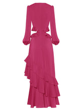 Load image into Gallery viewer, Stella O-Neck Lantern Sleeve Ruffles Hollow Out Dew waist Bohemian Long Dress