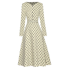 Load image into Gallery viewer, Dante V-Neck Long Sleeves Beading Belt Dot Print Office Lady Dress
