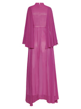 Load image into Gallery viewer, Alena Butterfly Sleeve Draped High waist Asymmetrical Purple Maxi Dress