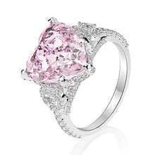 Load image into Gallery viewer, Heart Shaped  925 Sterling Silver Fashion Heart Shaped Zircon Gemstone  Pink Diamond Ring