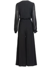 Load image into Gallery viewer, Paula Loose Suit Women Pile Collar Lantern Sleeve Tops + Wide Leg Pants Black Casual Two Piece Set