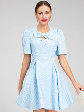 Load image into Gallery viewer, Gigi  Beading Jacquard Blue Holiday Elegant Mini Dress