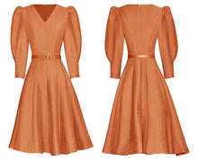 Load image into Gallery viewer, Delfina V-Neck Puff Sleeve Belt High Street Solid Short Dress