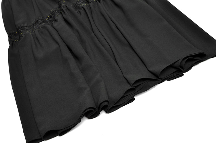 Berta High waist Splicing Black Dress