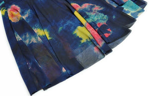 Carter V-neck Lantern sleeve Folds Tie Dye Print Slim Party Mermaid Dress