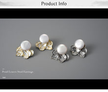 Load image into Gallery viewer, Vintage Natural Baroque Pearl Leaves Stud Earrings for Women Real 925 Sterling Silver Original Fashion Jewelry