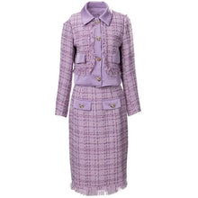 Load image into Gallery viewer, Melody Turn-down Collar Single-breasted Coat + Grid Tasse Skirts 2 Pieces Set