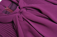 Load image into Gallery viewer, Reese Dress Bow Collar Long Lantern Sleeve Purple Elegant Pleated Party Dress