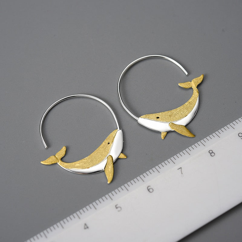 Whale Round Hoop Earrings