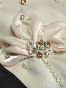 Eloise Floral Bead Dress Stand Neck Pan Buckle Long-sleeve Contrast Princess Dress