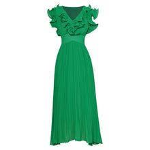 Load image into Gallery viewer, Jean Elegant V-neck Ruffled Short sleeves Pleated Vintage Dress