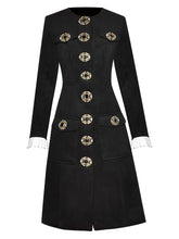 Load image into Gallery viewer, Bristol O-Neck Long Sleeve Crystal Covered Button Black Vintage Outerwear
