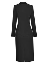 Load image into Gallery viewer, Aldina Crystal Double Breasted Coat Tops + Pencil Skirt Office Lady Two Piece Set