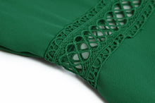 Load image into Gallery viewer, Paola V-Collar Lantern sleeve Hollow Ruffles Casual Green Maxi Dress