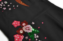 Load image into Gallery viewer, Violeta Puff sleeve Luxury Floral Sequin Embroidery Vintage Black Party Dress