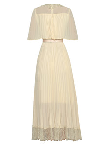 Winnie Chiffon Solid color Pleated Dress