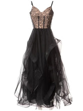 Load image into Gallery viewer, Hannah Mesh Dress Spaghetti Strap V-Neck Sequins Embroidery Elegant Party Dress