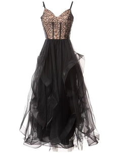 Hannah Mesh Dress Spaghetti Strap V-Neck Sequins Embroidery Elegant Party Dress