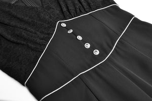 Denise Jumpsuit Fashion Lace Puff sleeve High waist Black Wide-legged Jumpsuits
