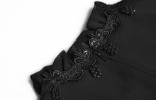 Load image into Gallery viewer, Rosana Stand Collar Lantern Sleeve Sequins Embroidery Appliques Office Lady Dress