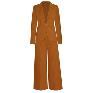Sydney Single buckle Long Sleeve Coat + Pants 2 Pieces Set