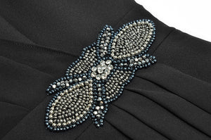 Aracella O-Neck Lantern Sleeve Ruffles Crystal Dress