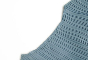 Belkis Long sleeve Belted High waist Ruffles Elasticity Slim Blue Dress