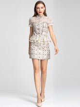 Load image into Gallery viewer, Ivory Lace Single-breasted Print Ruffles Shirts and Skirts 2 Pieces Suit