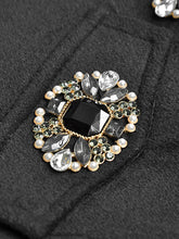 Load image into Gallery viewer, Bristol O-Neck Long Sleeve Crystal Covered Button Black Vintage Outerwear